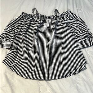 Black and White Gingham Off-Shoulder Top